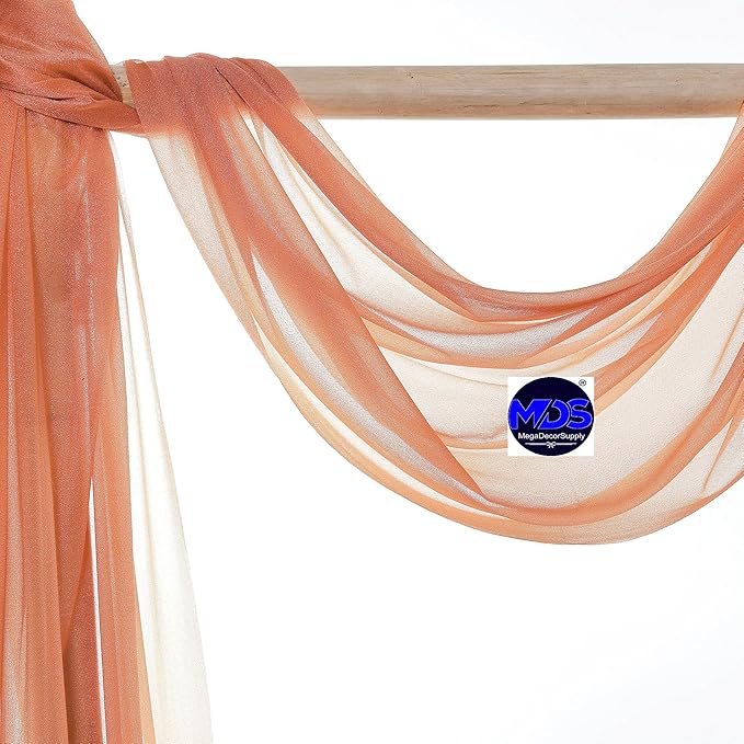 MDS Halloween Chiffon Draping Fabric - 1 Panel, 30" Wide x 75ft Long - Sheer Spooky Arbor & Canopy Drapery for Haunted House Backdrops, Party Ceilings, DIY Costumes & Themed Events - Coral Peach