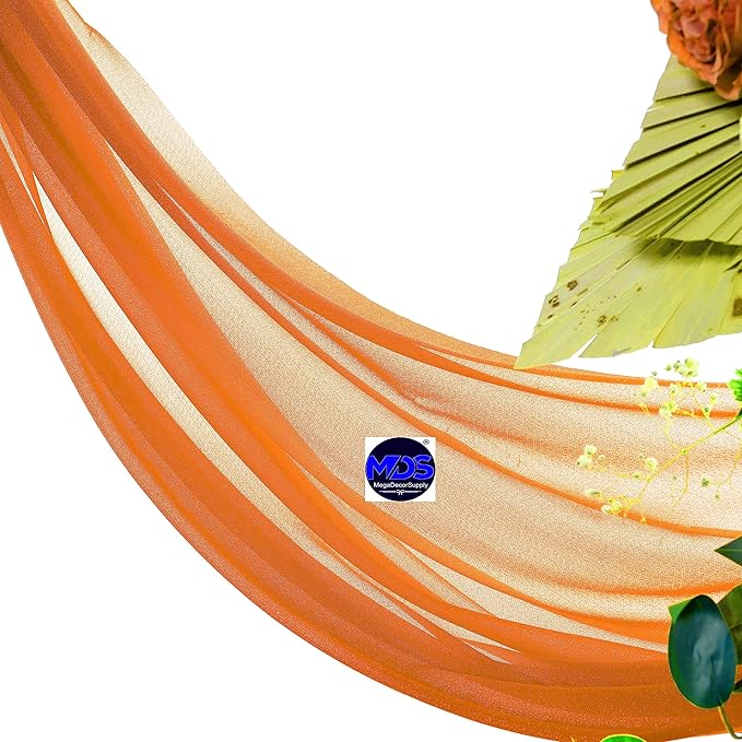 MDS Halloween Chiffon Draping Fabric - 2 Panel, 30" Wide x 75ft Long - Sheer Spooky Arbor & Canopy Drapery for Haunted House Backdrops, Party Ceilings, DIY Costumes & Themed Events - Orange