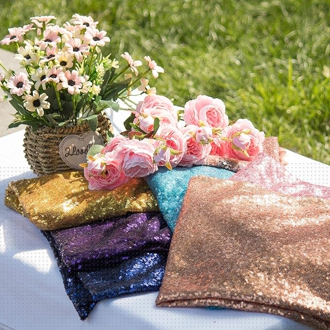 JYFLZQ Gold Sequin Backdrop Curtains 7ft x 7ft 1 Panel Glitter Photo Booth Backdrops Sparkly Photography Background Drapes for Parties Wedding Bridal Showers