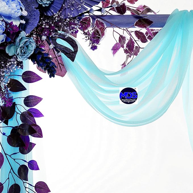 MDS Halloween Chiffon Draping Fabric - 1 Panel, 30" Wide x 20ft Long - Sheer Spooky Arbor & Canopy Drapery for Haunted House Backdrops, Party Ceilings, DIY Costumes & Themed Events - Teal