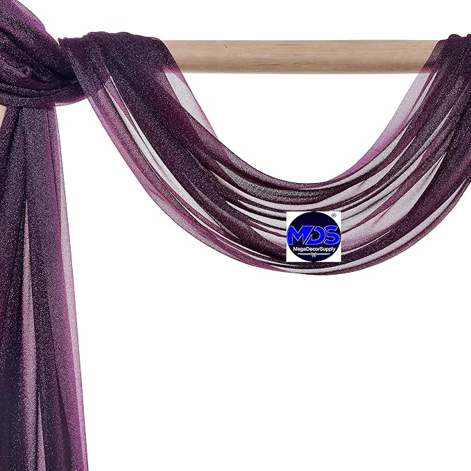 MDS Halloween Chiffon Draping Fabric - 2 Panel, 30" Wide x 20ft Long - Sheer Spooky Arbor & Canopy Drapery for Haunted House Backdrops, Party Ceilings, DIY Costumes & Themed Events - Eggplant