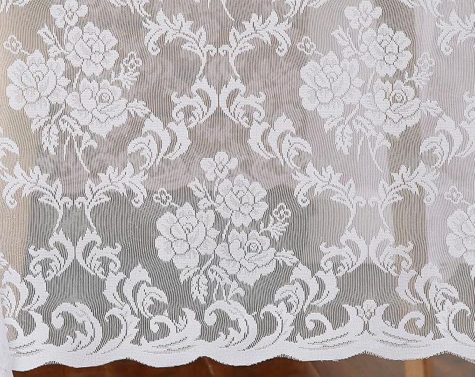 LinenZone Small White Round Tablecloth for Rustic Vintage Decor. Sheer Lace Table Cloth Works Great As Wedding Tablecloth or Thanksgiving Table Cover. (Mia 36 Round, White)