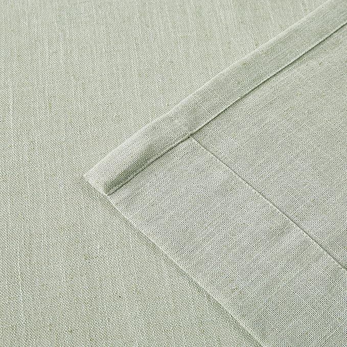 Vision Home Light Green Pinch Pleated Semi Sheer Curtains Textured Linen Blended Light Filtering Window Curtains 84 inch for Living Room Bedroom Patio Pinch Pleat Drapes with Hooks 1 Panel 60" Wx84 L