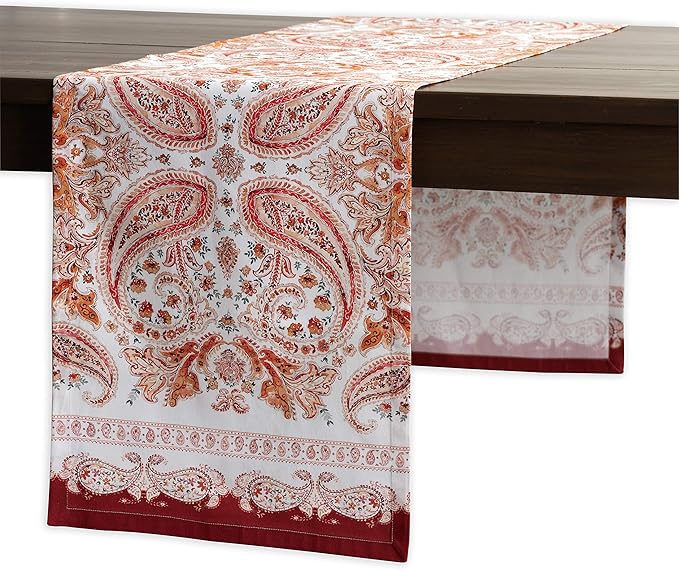 Maison d' Hermine Table Runner 100% Cotton Single Layer Table Runners 36 inches Long for Thanksgiving Christmas Decorations Home Kitchen Dining Party Wedding (Orient, 14.5" x 36")