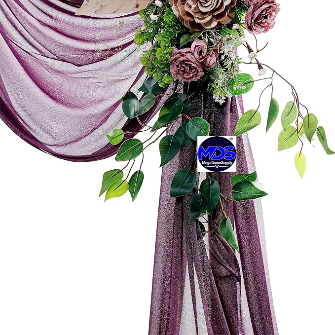 MDS Halloween Chiffon Draping Fabric - 1 Panel, 30" Wide x 100ft Long - Sheer Spooky Arbor & Canopy Drapery for Haunted House Backdrops, Party Ceilings, DIY Costumes & Themed Events - Eggplant