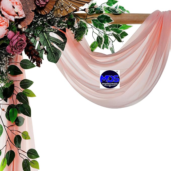 MDS Halloween Chiffon Draping Fabric - 2 Panel, 30" Wide x 40ft Long - Sheer Spooky Arbor & Canopy Drapery for Haunted House Backdrops, Party Ceilings, DIY Costumes & Themed Events - Dusty Rose