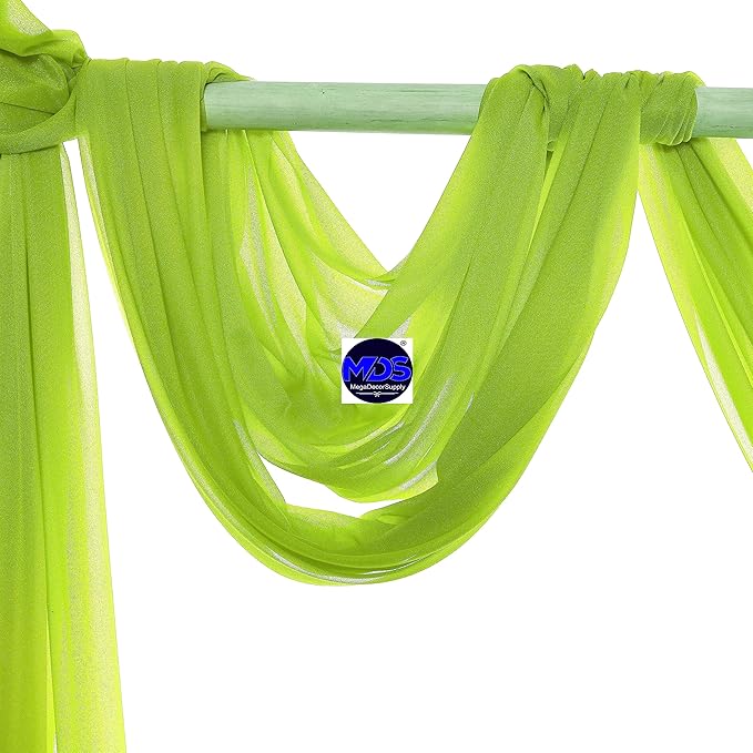 MDS Halloween Chiffon Draping Fabric - 2 Panel, 30" Wide x 30ft Long - Sheer Spooky Arbor & Canopy Drapery for Haunted House Backdrops, Party Ceilings, DIY Costumes & Themed Events - Parrot Green