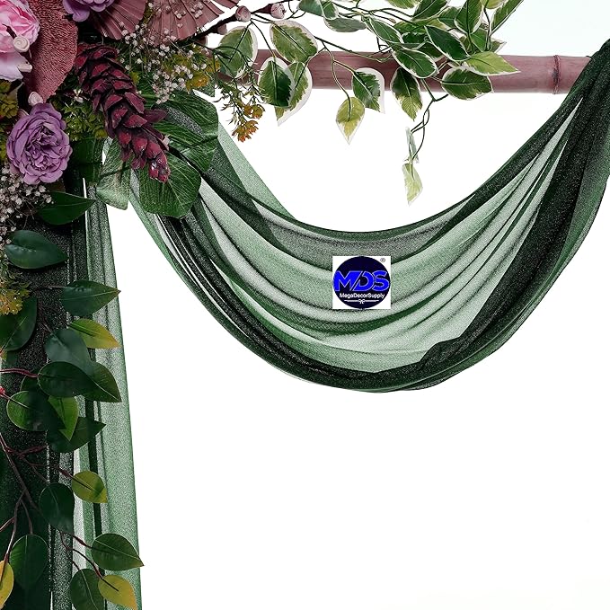 MDS Halloween Chiffon Draping Fabric - 2 Panel, 30" Wide x 30ft Long - Sheer Spooky Arbor & Canopy Drapery for Haunted House Backdrops, Party Ceilings, DIY Costumes & Themed Events - Hunter Green