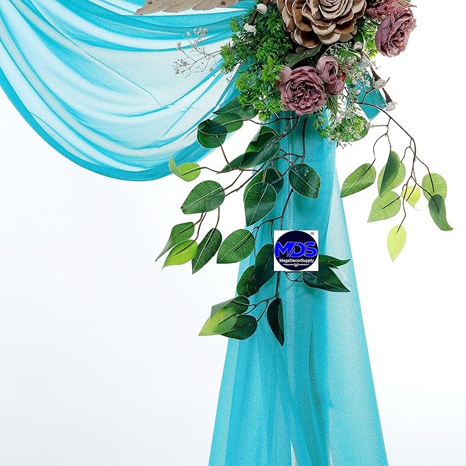 MDS Halloween Chiffon Draping Fabric - 2 Panel, 30" Wide x 20ft Long - Sheer Spooky Arbor & Canopy Drapery for Haunted House Backdrops, Party Ceilings, DIY Costumes & Themed Events - Peacock Blue