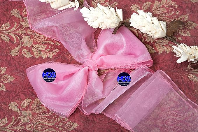 MDS Pack of 50 PCS Organza Chair Sashes Wider Dining Chair Bows Ribbon Tie Back for Wedding Party Birthday Bridal Shower Reception Event Banquet Home Chair Cover Decoration - Blush Pink