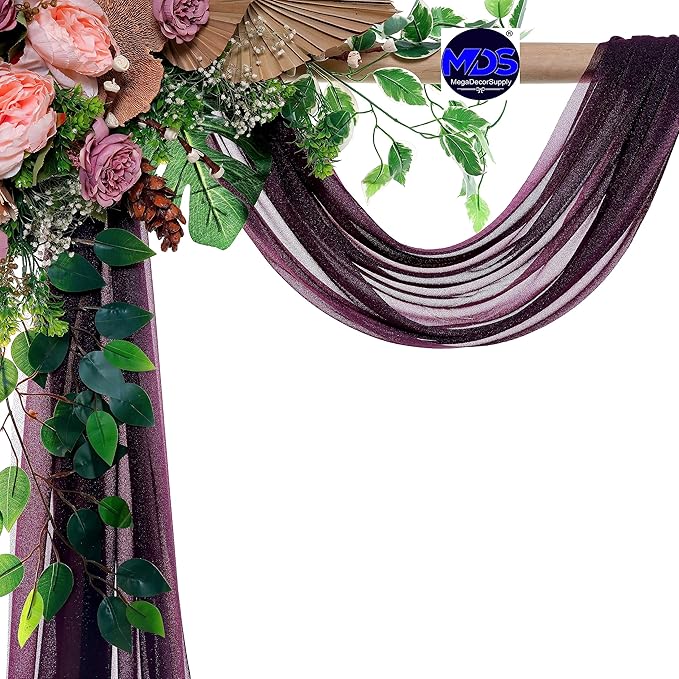 MDS Halloween Chiffon Draping Fabric - 1 Panel, 30" Wide x 20ft Long - Sheer Spooky Arbor & Canopy Drapery for Haunted House Backdrops, Party Ceilings, DIY Costumes & Themed Events - Eggplant