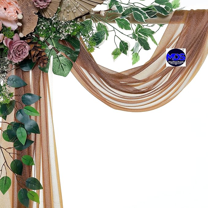 MDS Halloween Chiffon Draping Fabric - 1 Panel, 30" Wide x 40ft Long - Sheer Spooky Arbor & Canopy Drapery for Haunted House Backdrops, Party Ceilings, DIY Costumes & Themed Events - Mocha
