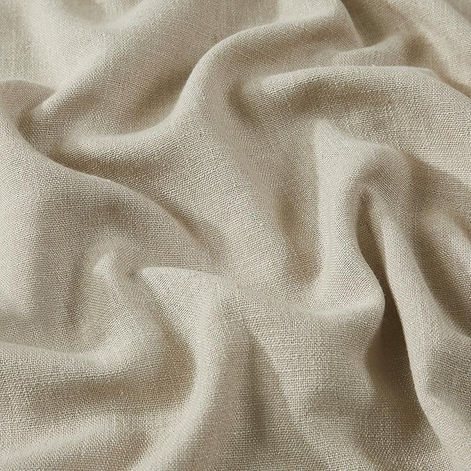 Vision Home Sand Pinch Pleated Semi Sheer Curtains Textured Linen Blended Light Filtering Window Curtains 120 inch for Living Room Bedroom Patio Pinch Pleat Drapes with Hooks 1 Panel 84" Wx120 L