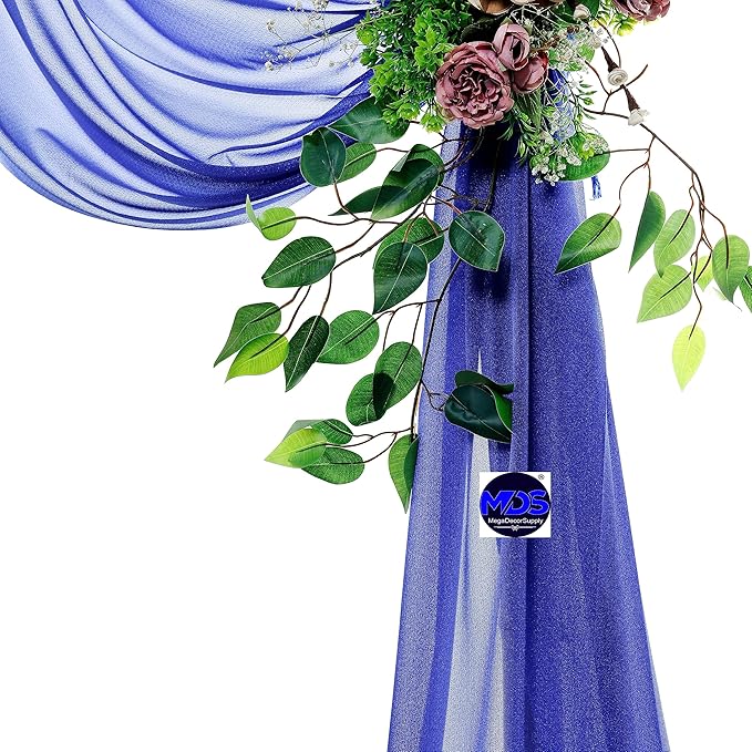 MDS Halloween Chiffon Draping Fabric - 2 Panel, 30" Wide x 40ft Long - Sheer Spooky Arbor & Canopy Drapery for Haunted House Backdrops, Party Ceilings, DIY Costumes & Themed Events - Royal Blue
