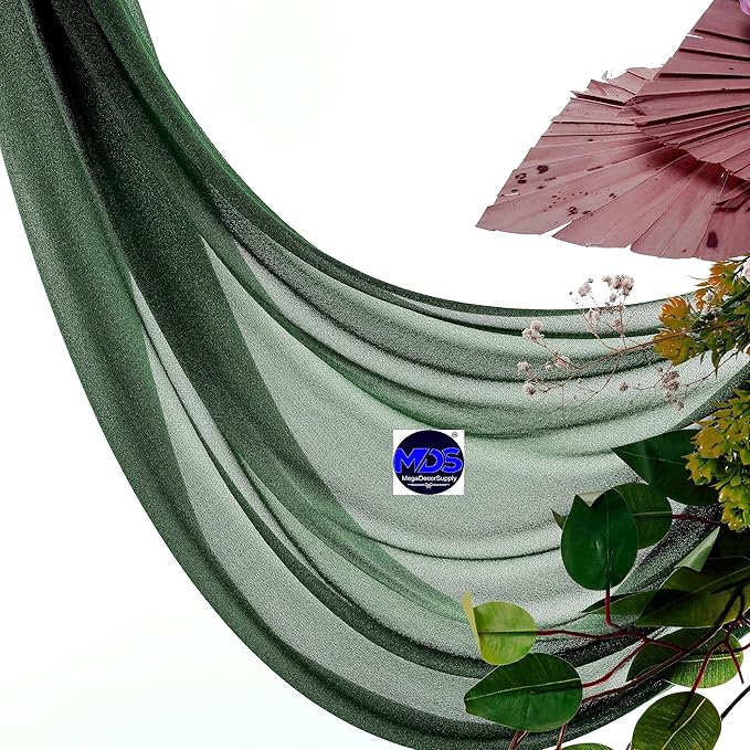 MDS Halloween Chiffon Draping Fabric - 2 Panel, 30" Wide x 50ft Long - Sheer Spooky Arbor & Canopy Drapery for Haunted House Backdrops, Party Ceilings, DIY Costumes & Themed Events - Hunter Green