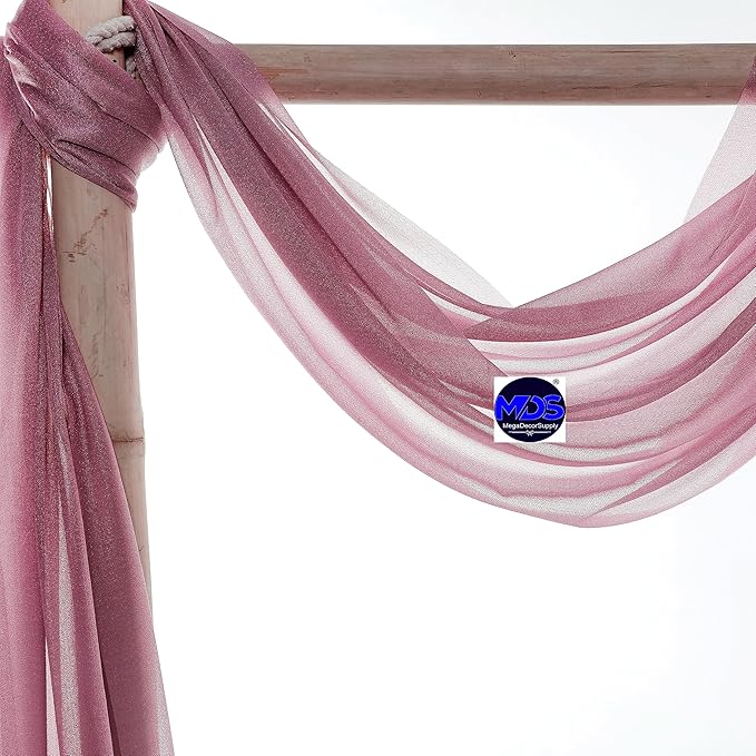MDS Halloween Chiffon Draping Fabric - 2 Panel, 30" Wide x 20ft Long - Sheer Spooky Arbor & Canopy Drapery for Haunted House Backdrops, Party Ceilings, DIY Costumes & Themed Events - Mauva