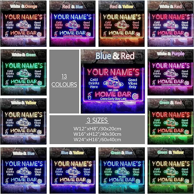 ADVPRO Personalized Your Name Custom Home Bar Beer Established Year Dual Color LED Neon Sign White & Green 24 x 16 Inches st6s64-p1-tm-wg