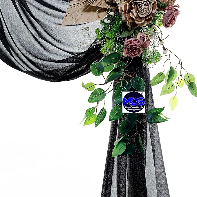 MDS Halloween Chiffon Draping Fabric - 2 Panel, 30" Wide x 40ft Long - Sheer Spooky Arbor & Canopy Drapery for Haunted House Backdrops, Party Ceilings, DIY Costumes & Themed Events - Black