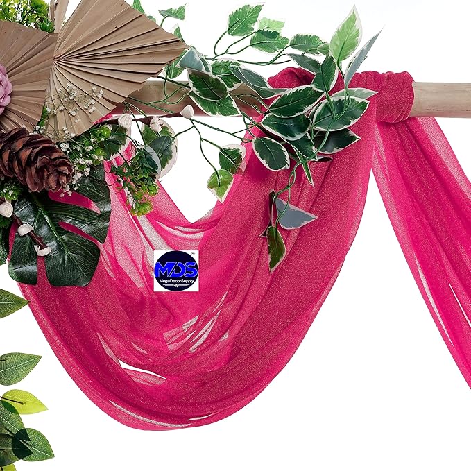 MDS Halloween Chiffon Draping Fabric - 2 Panel, 30" Wide x 40ft Long - Sheer Spooky Arbor & Canopy Drapery for Haunted House Backdrops, Party Ceilings, DIY Costumes & Themed Events - Hot Pink