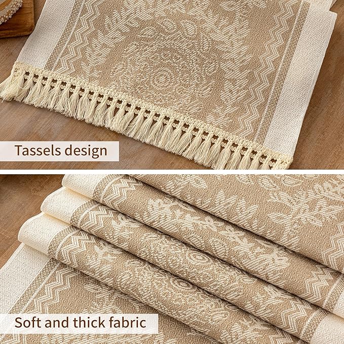 Table Runners 95 Inches,Waterproof Boho Table Runner with Tassel Fringe,Table Runner for Party Coffee Table