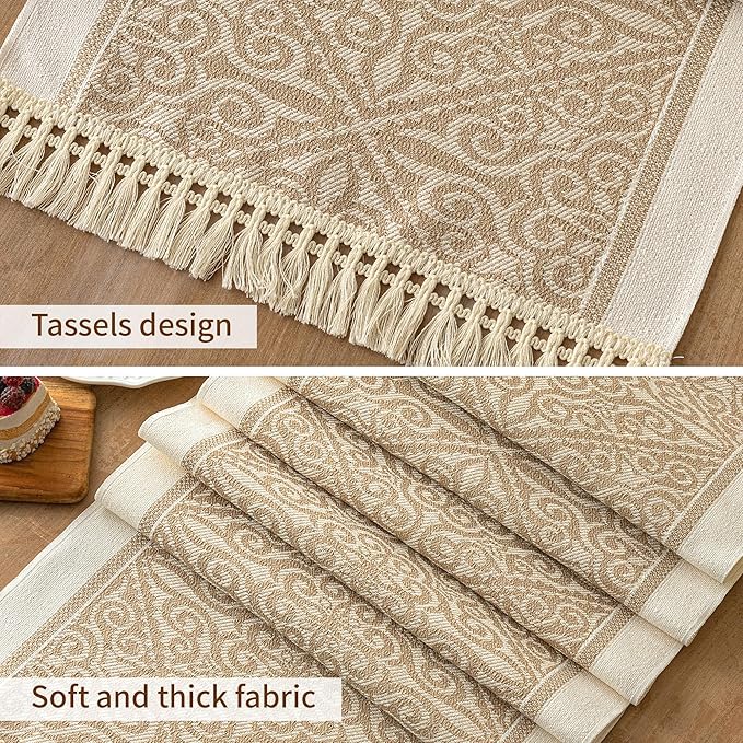 Table Runners 63 Inches,Waterproof Boho Table Runner with Tassel Fringe,Table Runner for Party Coffee Table