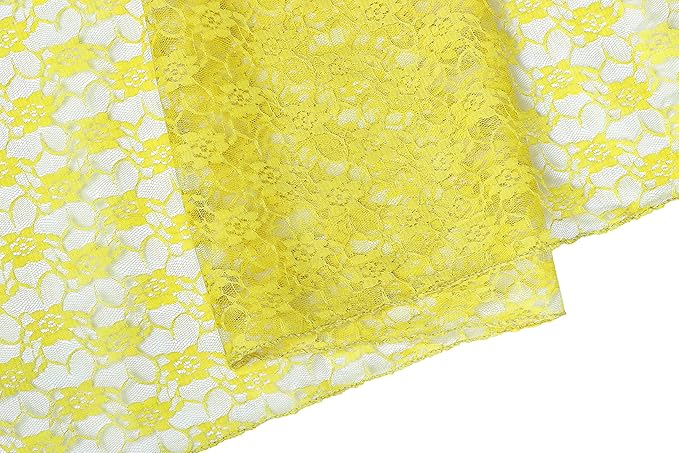 MDS Pack of 25Wedding 12 x 108 inches Lace Table Runner for Wedding, Decorations for Birthday Parties, Banquets, Graduations, Engagements, and Runners fit Rectangle, Round Table- Yellow