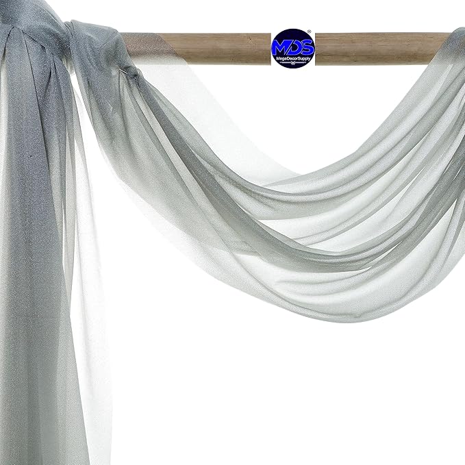 MDS Halloween Chiffon Draping Fabric - 2 Panel, 30" Wide x 20ft Long - Sheer Spooky Arbor & Canopy Drapery for Haunted House Backdrops, Party Ceilings, DIY Costumes & Themed Events - Gray