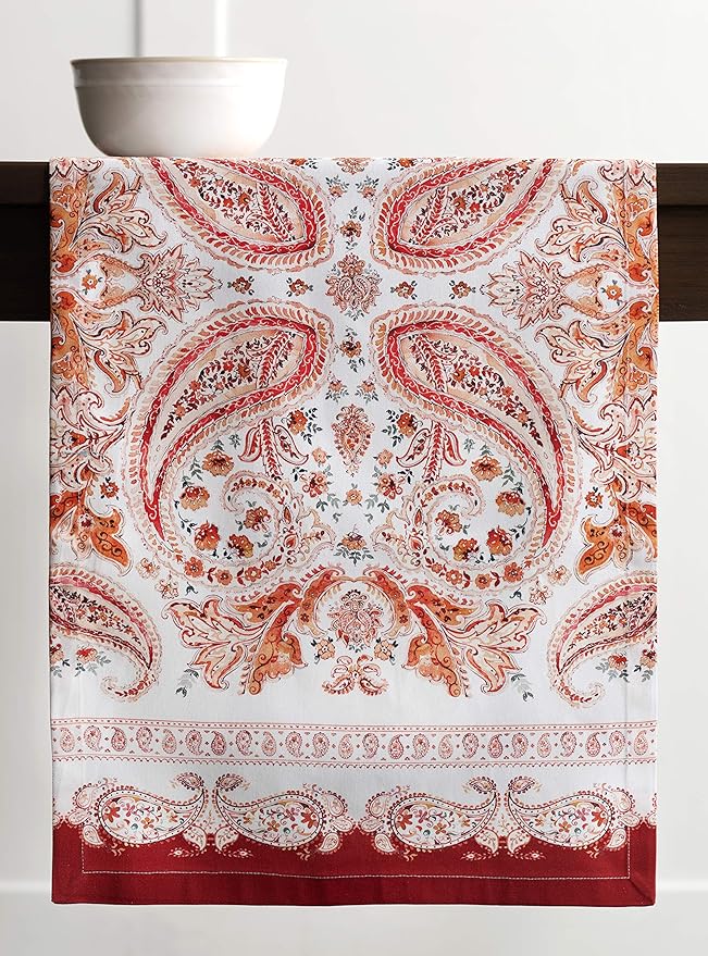Maison d' Hermine Table Runner 100% Cotton Single Layer Table Runners 36 inches Long for Thanksgiving Christmas Decorations Home Kitchen Dining Party Wedding (Orient, 14.5" x 36")