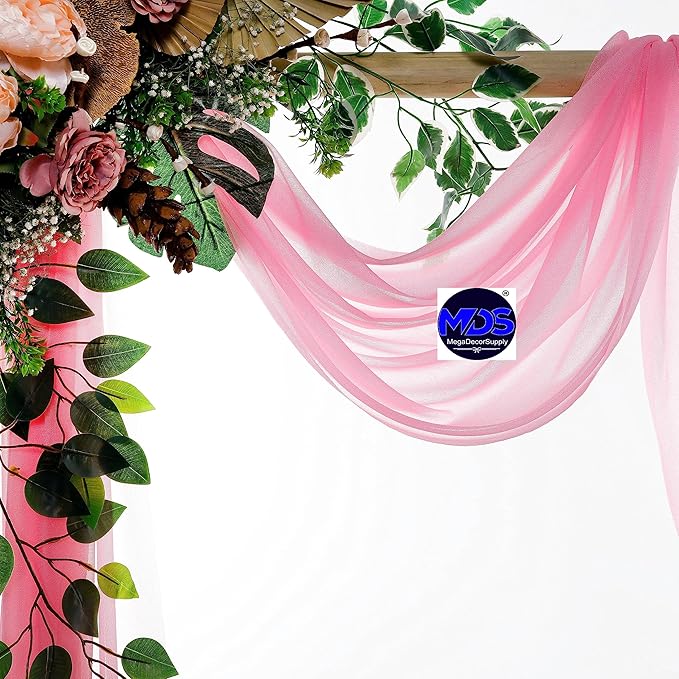 MDS Halloween Chiffon Draping Fabric - 1 Panel, 30" Wide x 40ft Long - Sheer Spooky Arbor & Canopy Drapery for Haunted House Backdrops, Party Ceilings, DIY Costumes & Themed Events - Coral