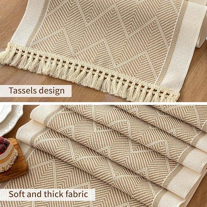 Table Runners 83 Inches,Waterproof Boho Table Runner with Tassel Fringe,Table Runner for Party Coffee Table
