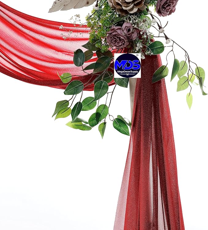 MDS Halloween Chiffon Draping Fabric - 1 Panel, 30" Wide x 50ft Long - Sheer Spooky Arbor & Canopy Drapery for Haunted House Backdrops, Party Ceilings, DIY Costumes & Themed Events - Apple Red