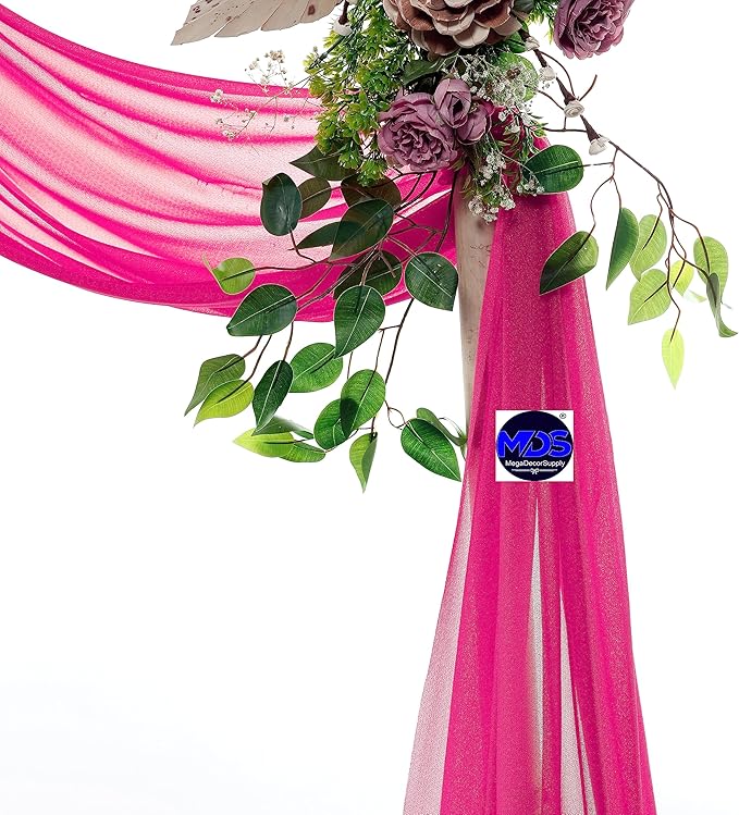 MDS Halloween Chiffon Draping Fabric - 2 Panel, 30" Wide x 40ft Long - Sheer Spooky Arbor & Canopy Drapery for Haunted House Backdrops, Party Ceilings, DIY Costumes & Themed Events - Hot Pink