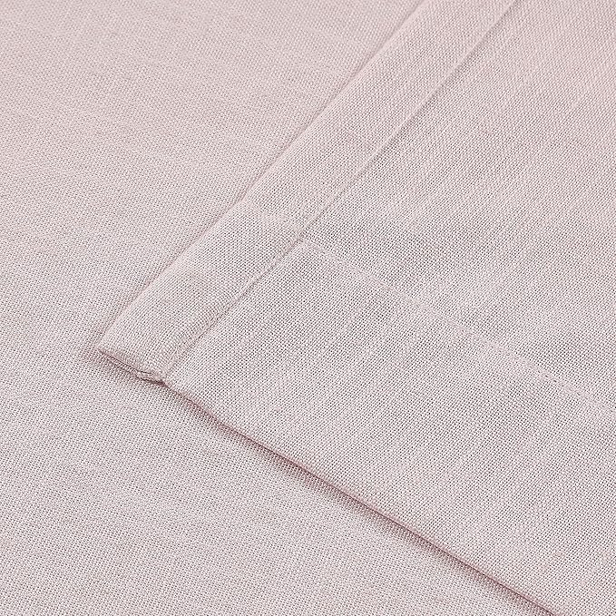 Vision Home Soft Pink Pinch Pleated Semi Sheer Curtains Textured Linen Blended Light Filtering Window Curtains 95 inch for Living Room Bedroom Patio Pinch Pleat Drapes with Hooks 1 Panel 60" Wx95 L