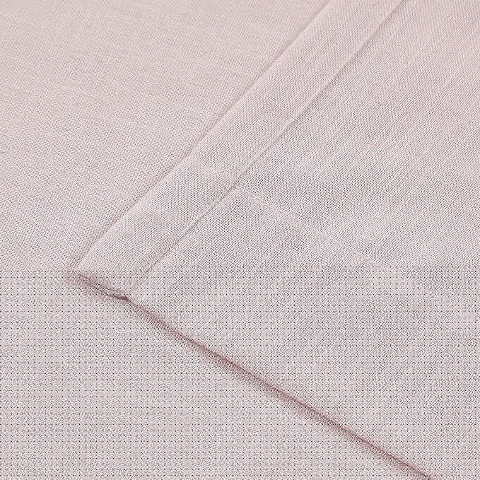 Vision Home Soft Pink Pinch Pleated Semi Sheer Curtains Textured Linen Blended Light Filtering Window Curtains 102 inch for Living Room Bedroom Patio Pinch Pleat Drapes with Hooks 1 Panel 60" Wx102 L