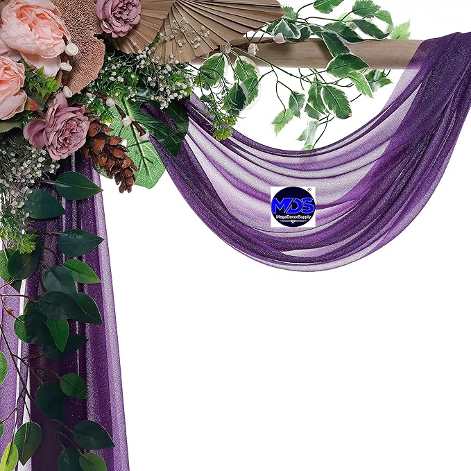 MDS Halloween Chiffon Draping Fabric - 1 Panel, 30" Wide x 30ft Long - Sheer Spooky Arbor & Canopy Drapery for Haunted House Backdrops, Party Ceilings, DIY Costumes & Themed Events - Cadbury Purple