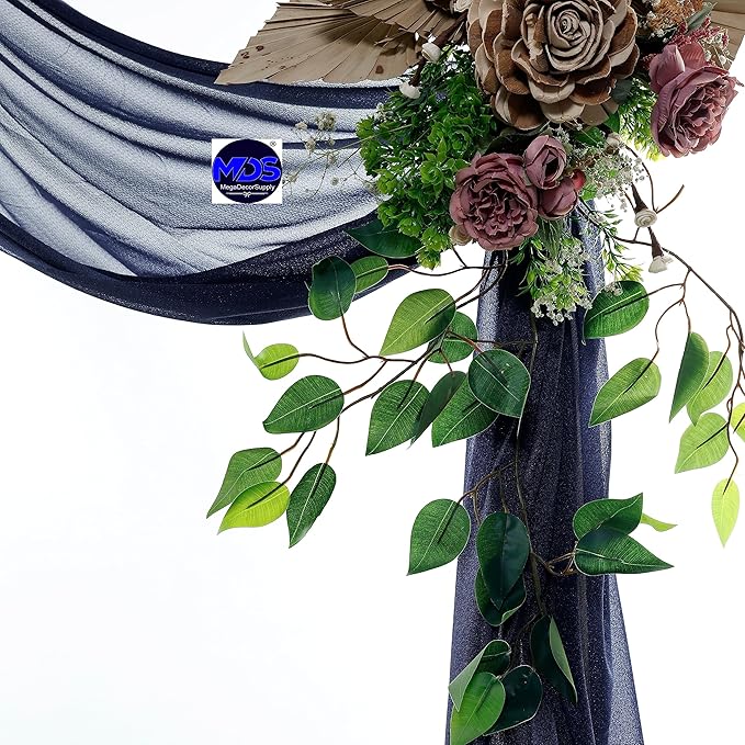 MDS Halloween Chiffon Draping Fabric - 2 Panel, 30" Wide x 75ft Long - Sheer Spooky Arbor & Canopy Drapery for Haunted House Backdrops, Party Ceilings, DIY Costumes & Themed Events - Navy Blue
