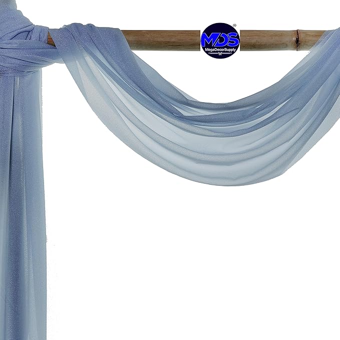 MDS Halloween Chiffon Draping Fabric - 1 Panel, 30" Wide x 30ft Long - Sheer Spooky Arbor & Canopy Drapery for Haunted House Backdrops, Party Ceilings, DIY Costumes & Themed Events - Dusty Blue
