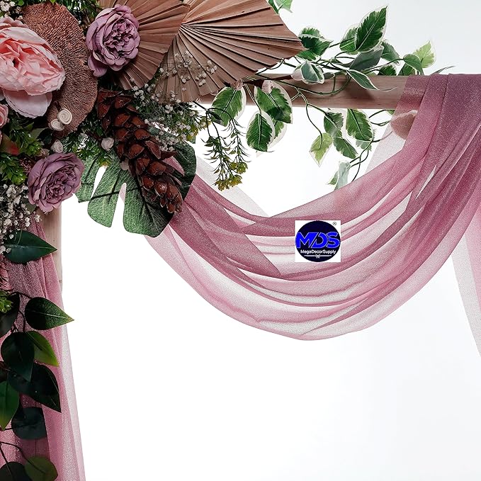 MDS Halloween Chiffon Draping Fabric - 1 Panel, 30" Wide x 75ft Long - Sheer Spooky Arbor & Canopy Drapery for Haunted House Backdrops, Party Ceilings, DIY Costumes & Themed Events - Mauva