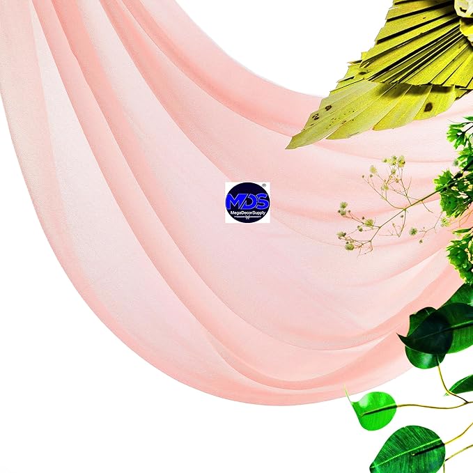 MDS Halloween Chiffon Draping Fabric - 1 Panel, 30" Wide x 50ft Long - Sheer Spooky Arbor & Canopy Drapery for Haunted House Backdrops, Party Ceilings, DIY Costumes & Themed Events - Peach
