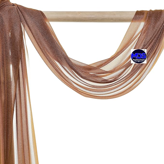 MDS Halloween Chiffon Draping Fabric - 2 Panel, 30" Wide x 30ft Long - Sheer Spooky Arbor & Canopy Drapery for Haunted House Backdrops, Party Ceilings, DIY Costumes & Themed Events - Mocha