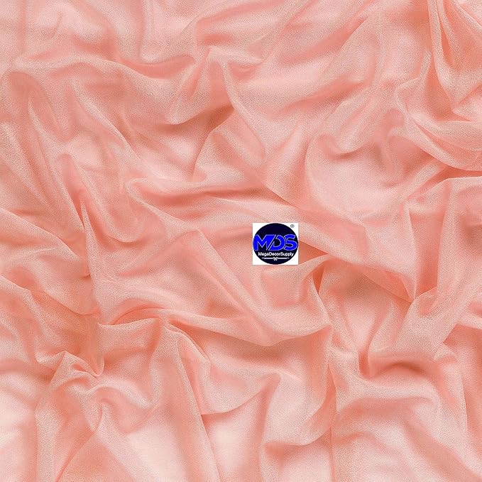 MDS Halloween Chiffon Draping Fabric - 1 Panel, 30" Wide x 75ft Long - Sheer Spooky Arbor & Canopy Drapery for Haunted House Backdrops, Party Ceilings, DIY Costumes & Themed Events - Peach