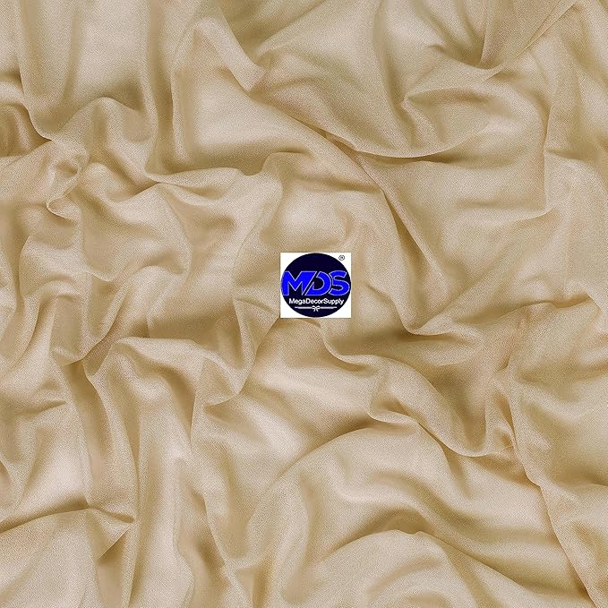 MDS Halloween Chiffon Draping Fabric - 1 Panel, 30" Wide x 20ft Long - Sheer Spooky Arbor & Canopy Drapery for Haunted House Backdrops, Party Ceilings, DIY Costumes & Themed Events - Champagne Gold